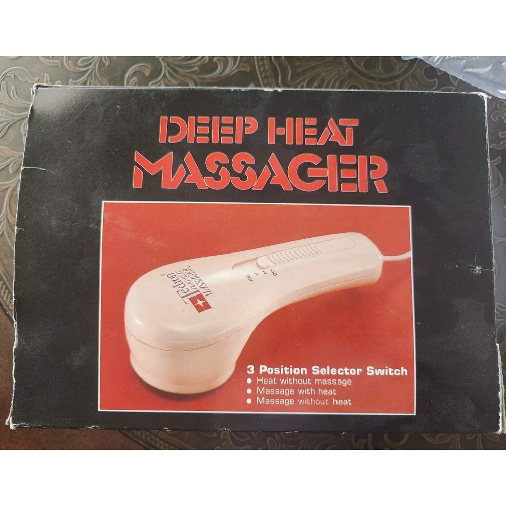 Tedron Deep Heat Electric‎ Handheld Massager 4 Attachments Face Scalp Body Works